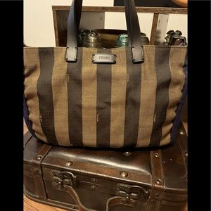 Fendi Brown and Black Striped Tote